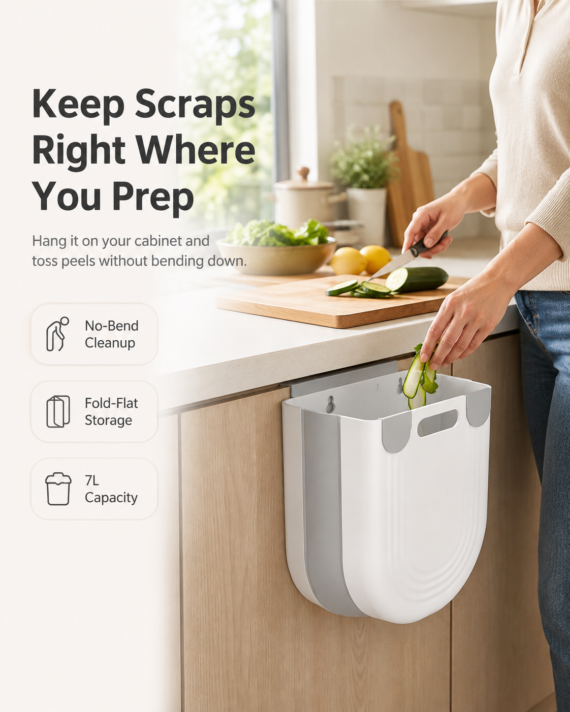 🎁✨👉While Supplies Last 48% OFF!🎉 Folding Hanging Kitchen Waste Trash Can