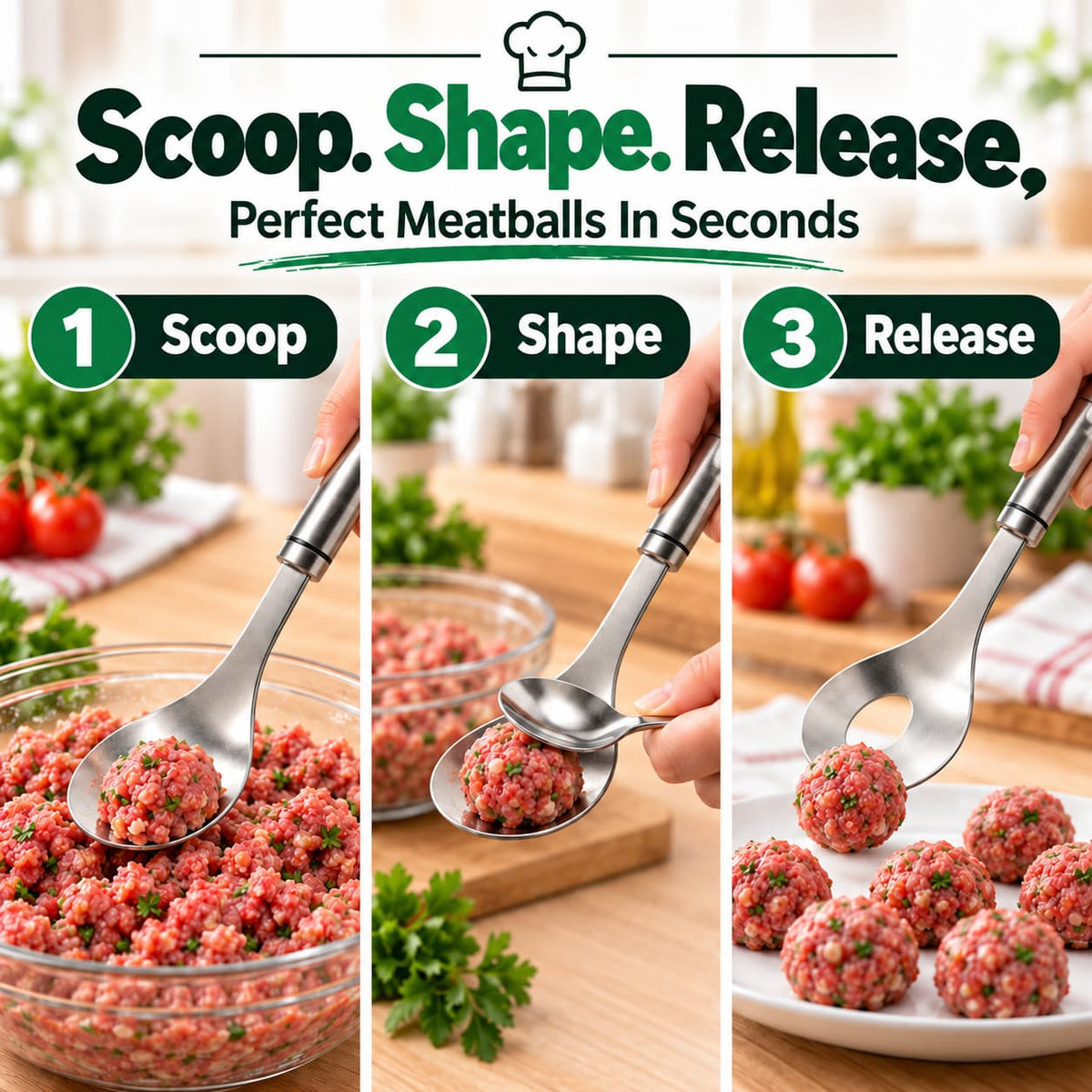 🎁✨👉Stainless Steel Meatball Maker Spoon – Make Perfect Meatballs Every Time