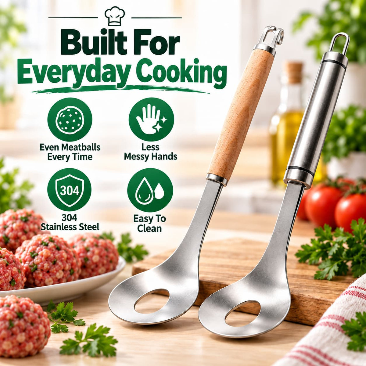 🎁✨👉Stainless Steel Meatball Maker Spoon – Make Perfect Meatballs Every Time