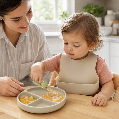Toddler eating training fork and spoon set