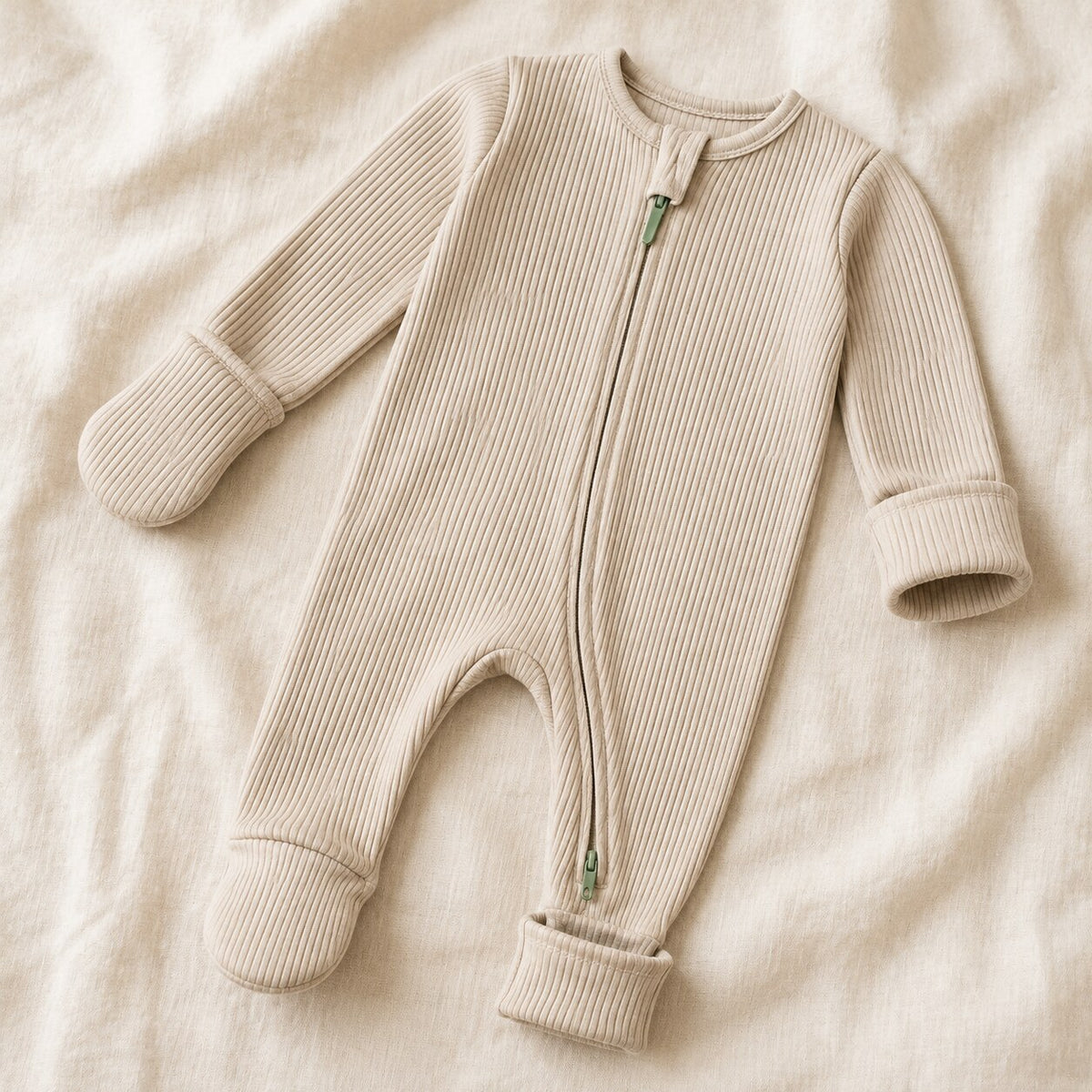 Cubbiva CloudSoft Ribbed Zip Romper